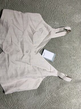 H&M Beige Crop Button-Front Tank Top